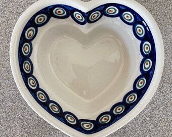 Polish Pottery Bowl Heart Shaped Bowl Prep Bowl Serving Bowl | Etsy