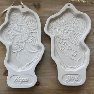 Vintage Longaberger Pottery Angel Cookie Molds Vintage Christmas Angel Baking molds Set of 2 Angel of Joy 1996 Angel of Hope 1994