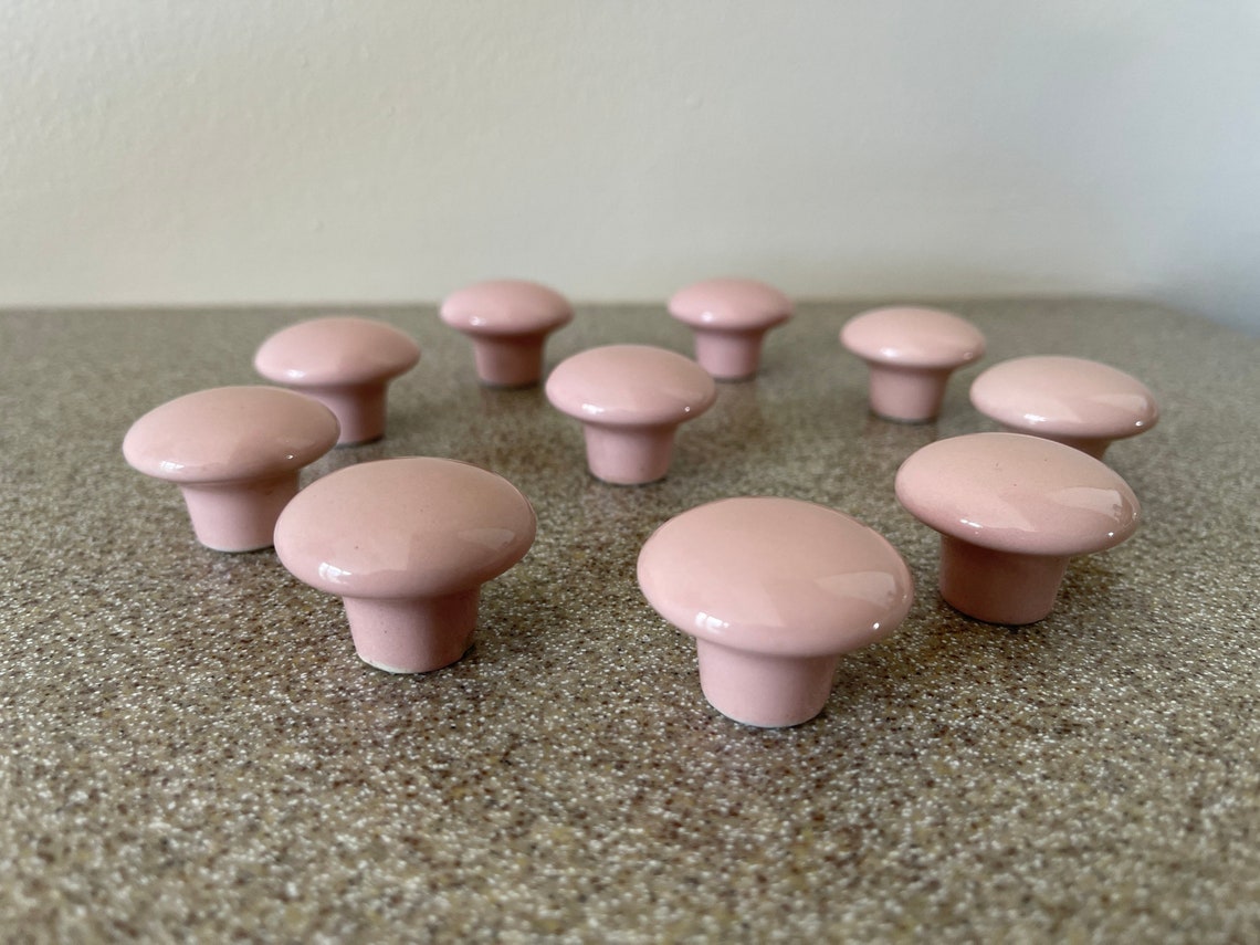 10 Perillas de cerámica vintage rosadas Perillas de muebles | Etsy