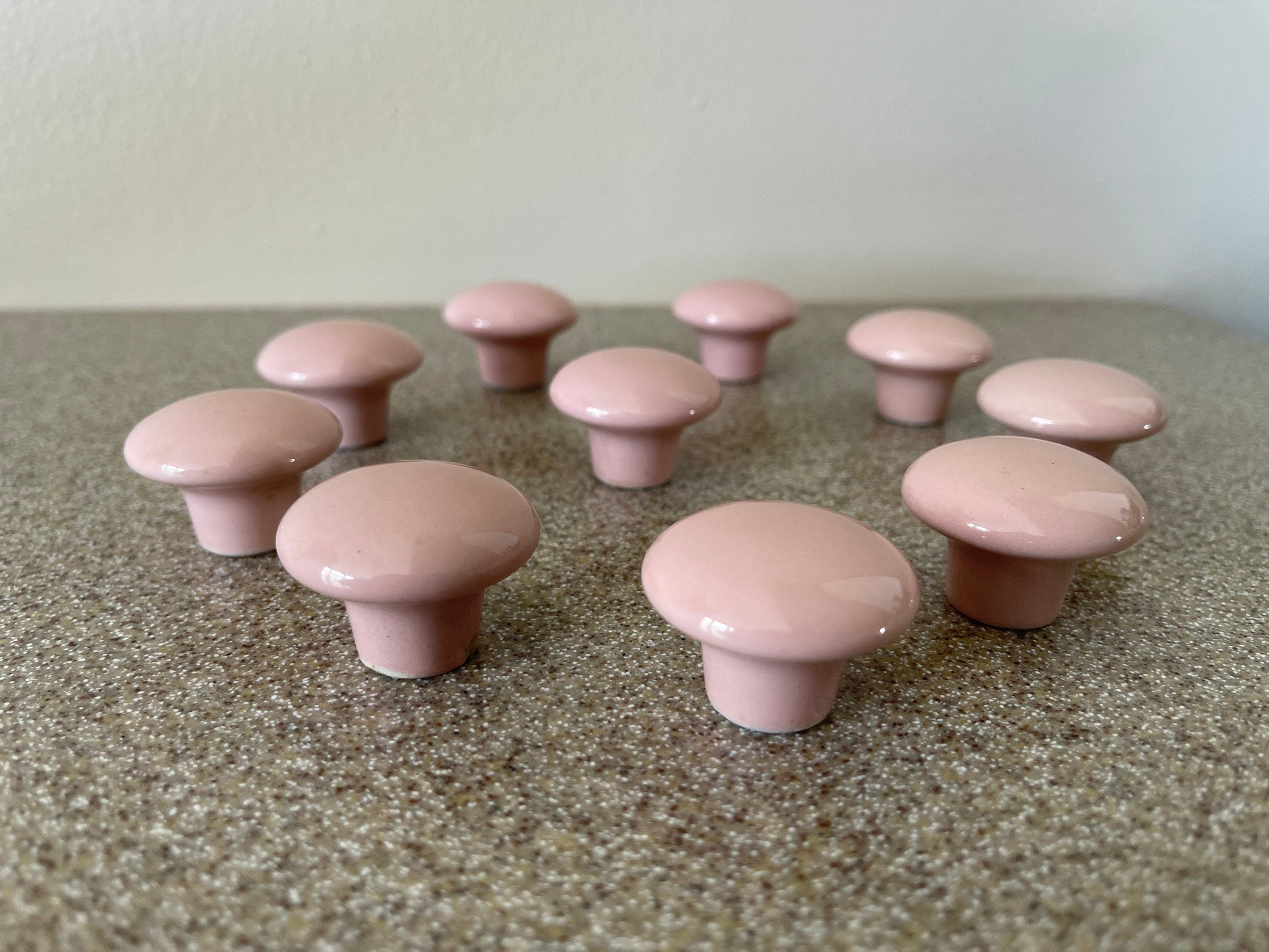 10 Perillas de cerámica vintage rosadas Perillas de muebles | Etsy