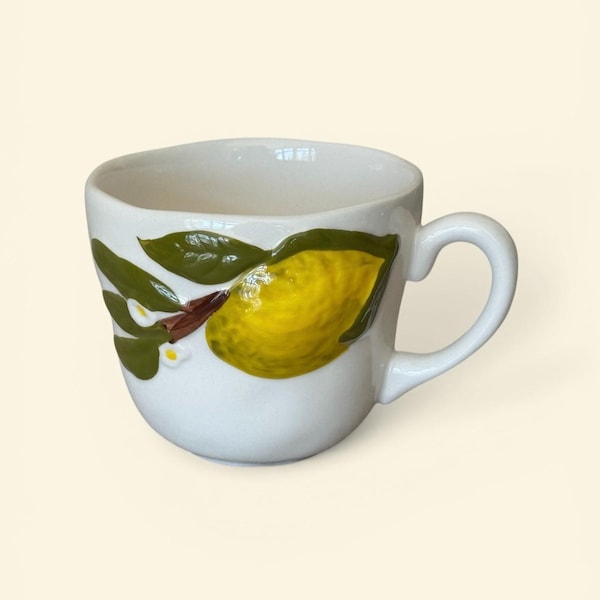 Anthropologie Lemon Mug 3D Embossed Stoneware Lemon Coffee or Tea Mug with Handle Foster Icon Garden Collection Coffee Cup