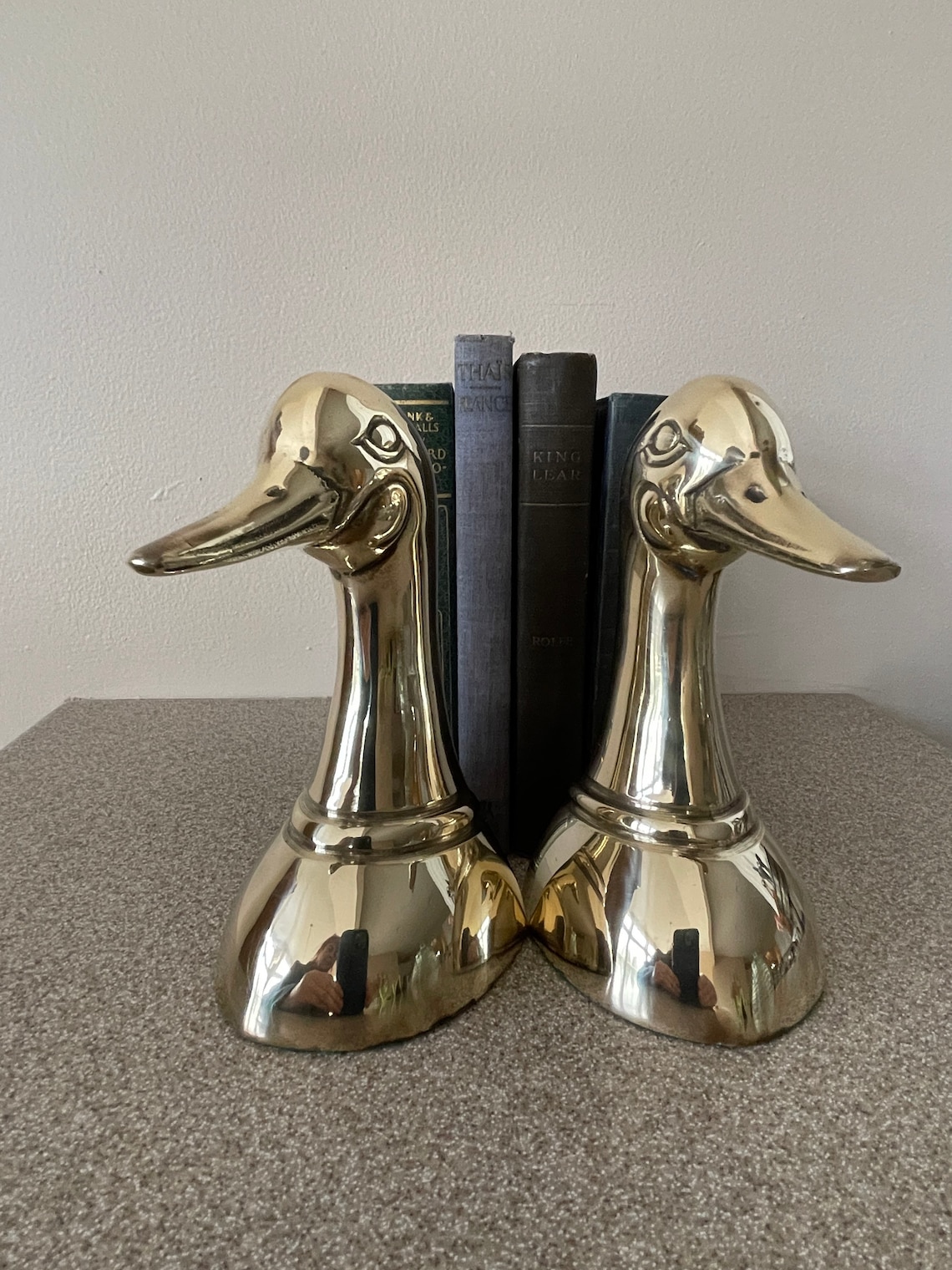 Brass bookends Vintage Pair Goose bookends Brass duck book Etsy