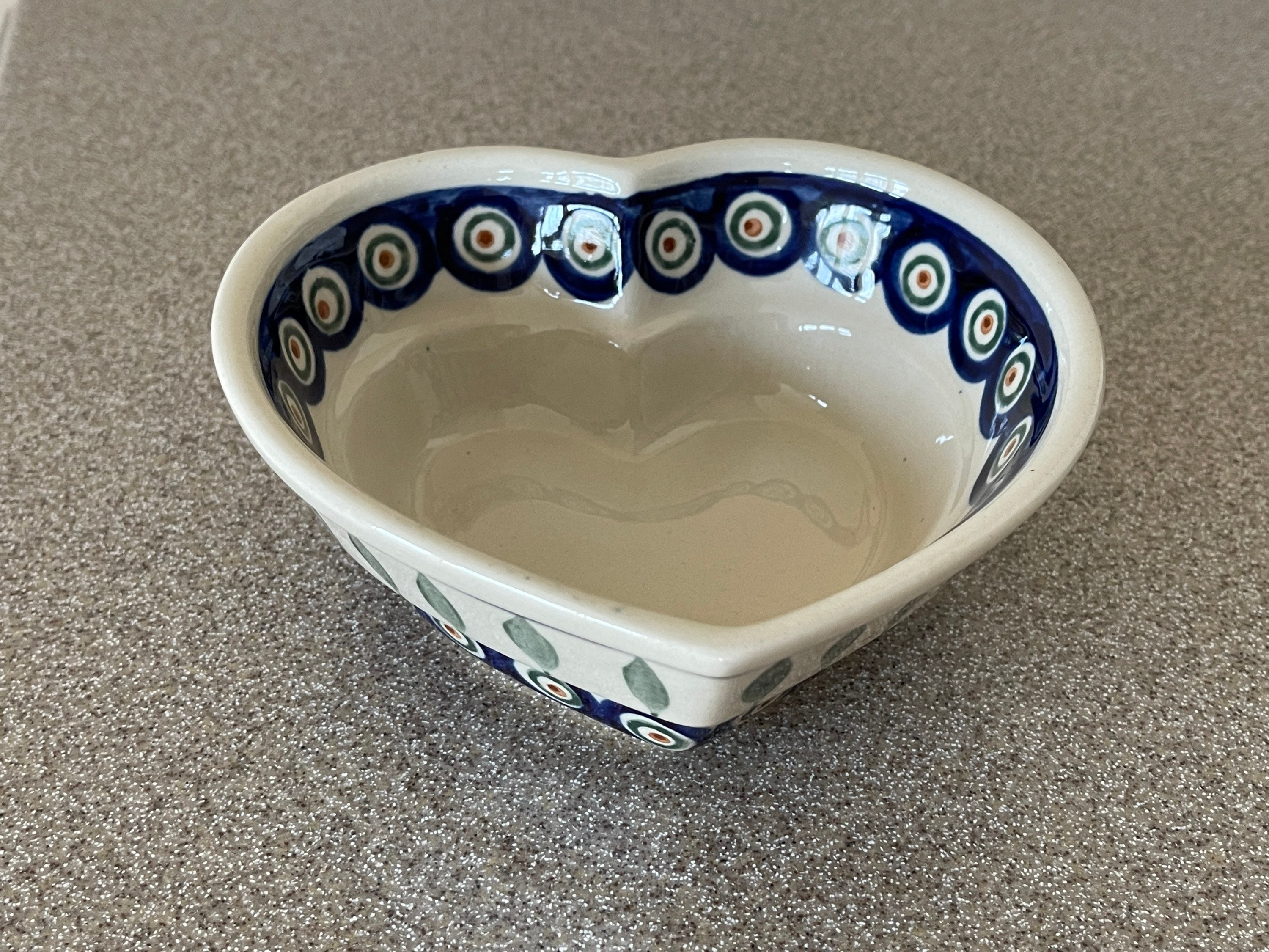 Polish Pottery Bowl Heart Shaped Bowl Prep Bowl Serving Bowl | Etsy