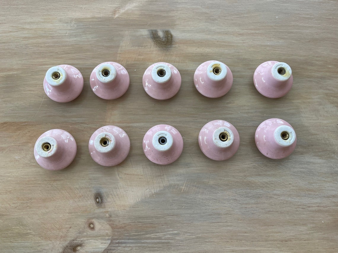 10 Perillas de cerámica vintage rosadas Perillas de muebles | Etsy