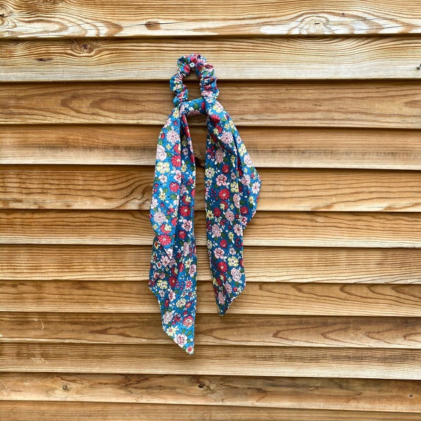Chouchou foulard en coton liberty à fleurs pour femme ou enfant