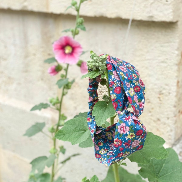 Bandeau Headband en coton bleu liberty pour femme ou enfant