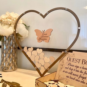 Butterfly Sweet 16 Guest Book Alternative: Transparent Heart Frame