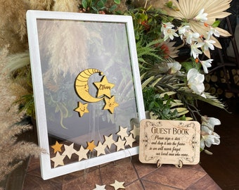 Baby shower moon and stars guestbook alternative sign, Clear guestbook birthday alternative sign