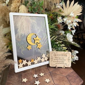 Baby shower moon and stars guestbook alternative sign, Clear guestbook birthday alternative sign