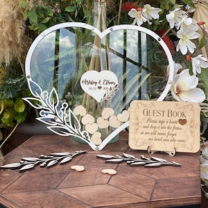 Heart wedding guest book alternative, Transparent guestbook sign heart wedding alternative, Love guestbook sign with hearts