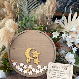 Moon and stars baby shower guest book alternative, Celestial  baby shower guest book alternative