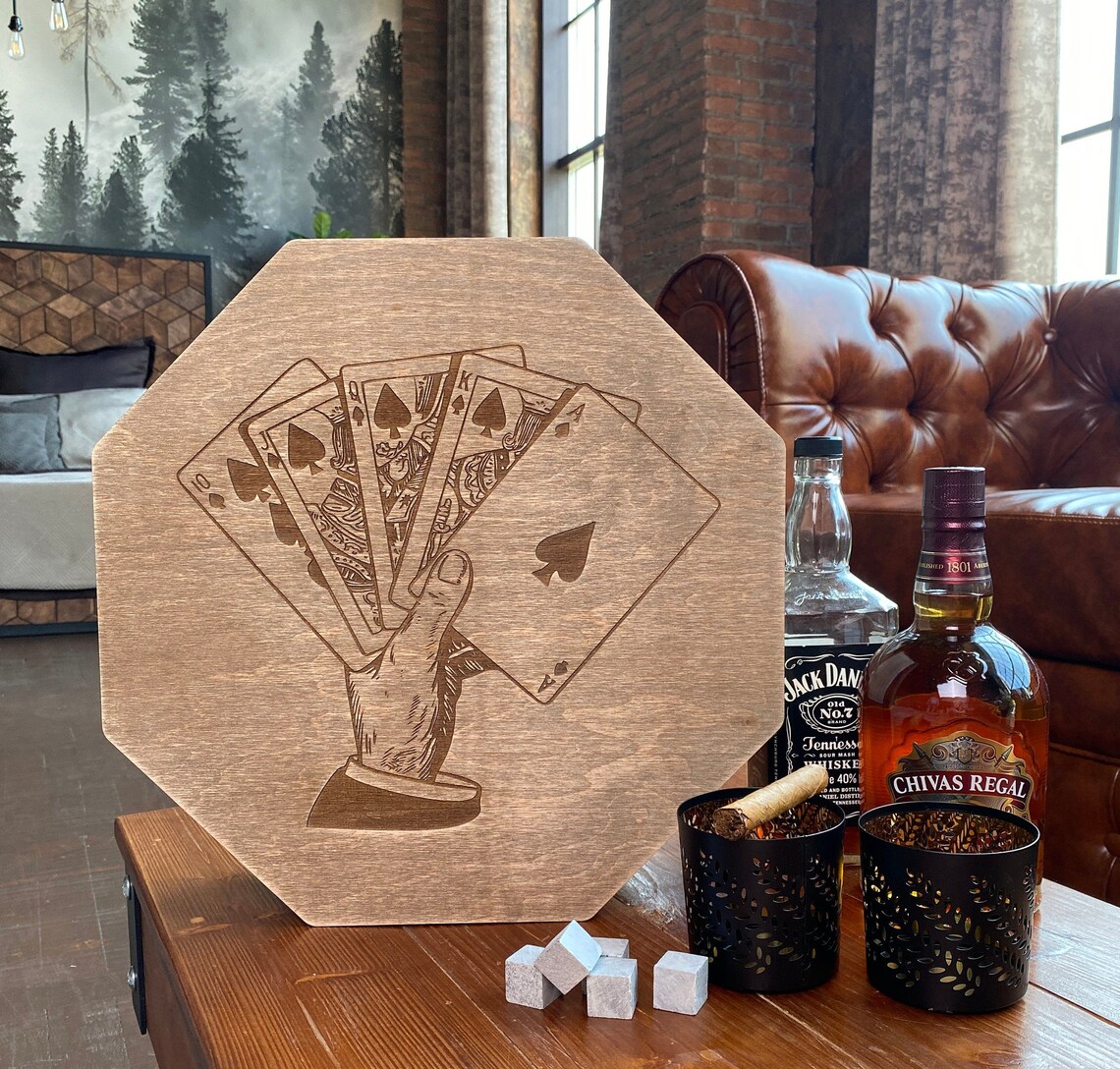 Poker Player Gift Poker Whiskey Glasses Poker Decanter Set Etsy UK