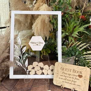 Clear Acrylic Wedding Guestbook Alternative: Hexagon Wood Sign