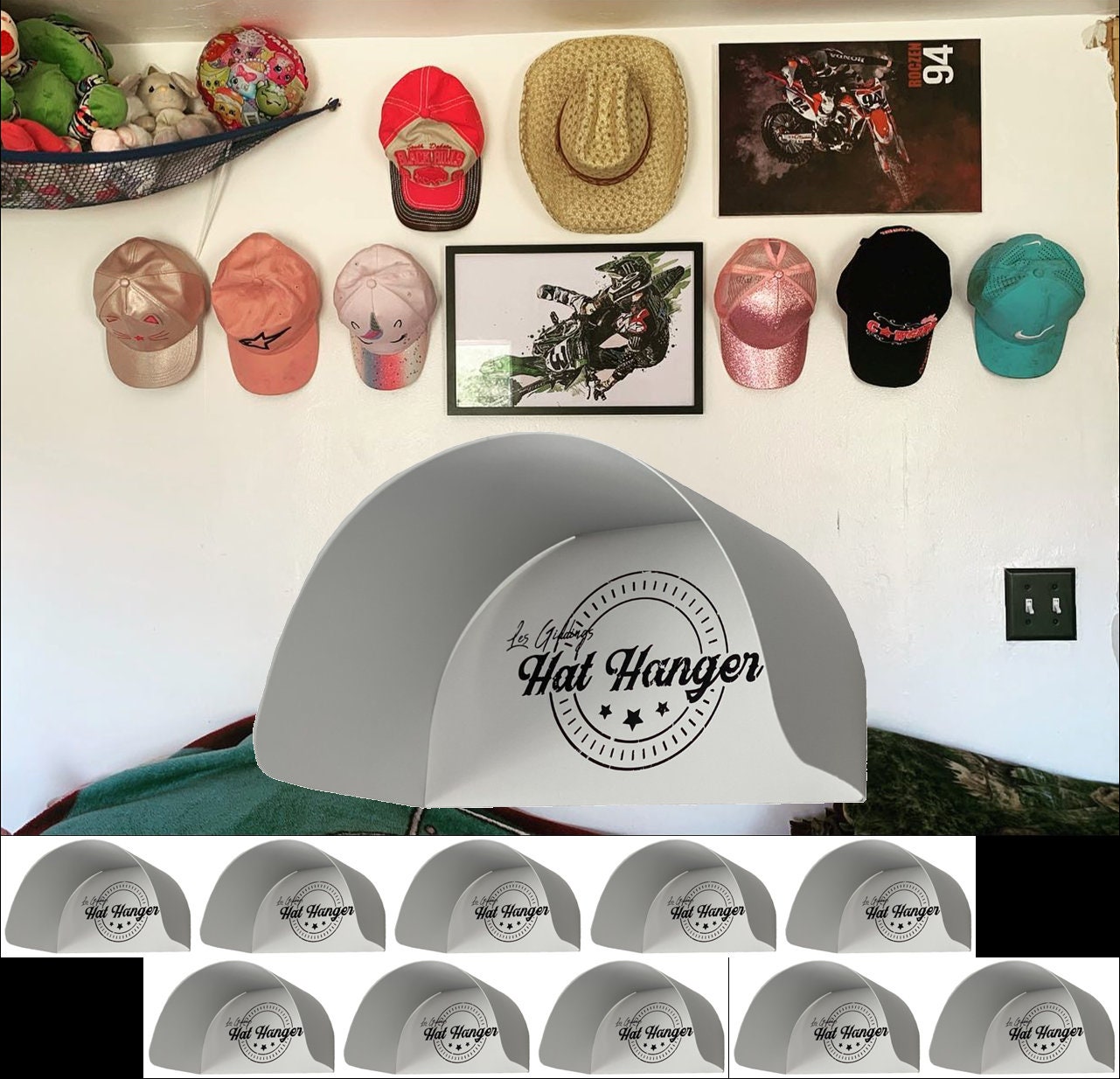 2xFolytiy Cowboy Hat Rack for Wall Hat Holder Organizer Western
