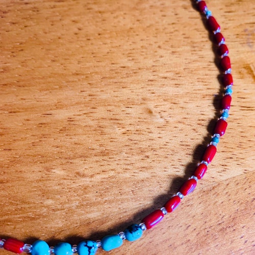 Faux coral with orders turquoise nugget necklace & matching bracelet. 925 sterling silver.