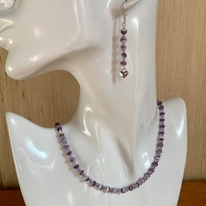Wampum Shell and Austrian crystal Necklace and Earring Set.
