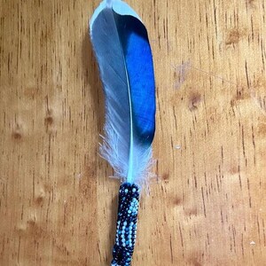 Mini, blue and black beaded travel smudge  rearview mirror charm. Comes with cedar smudge.