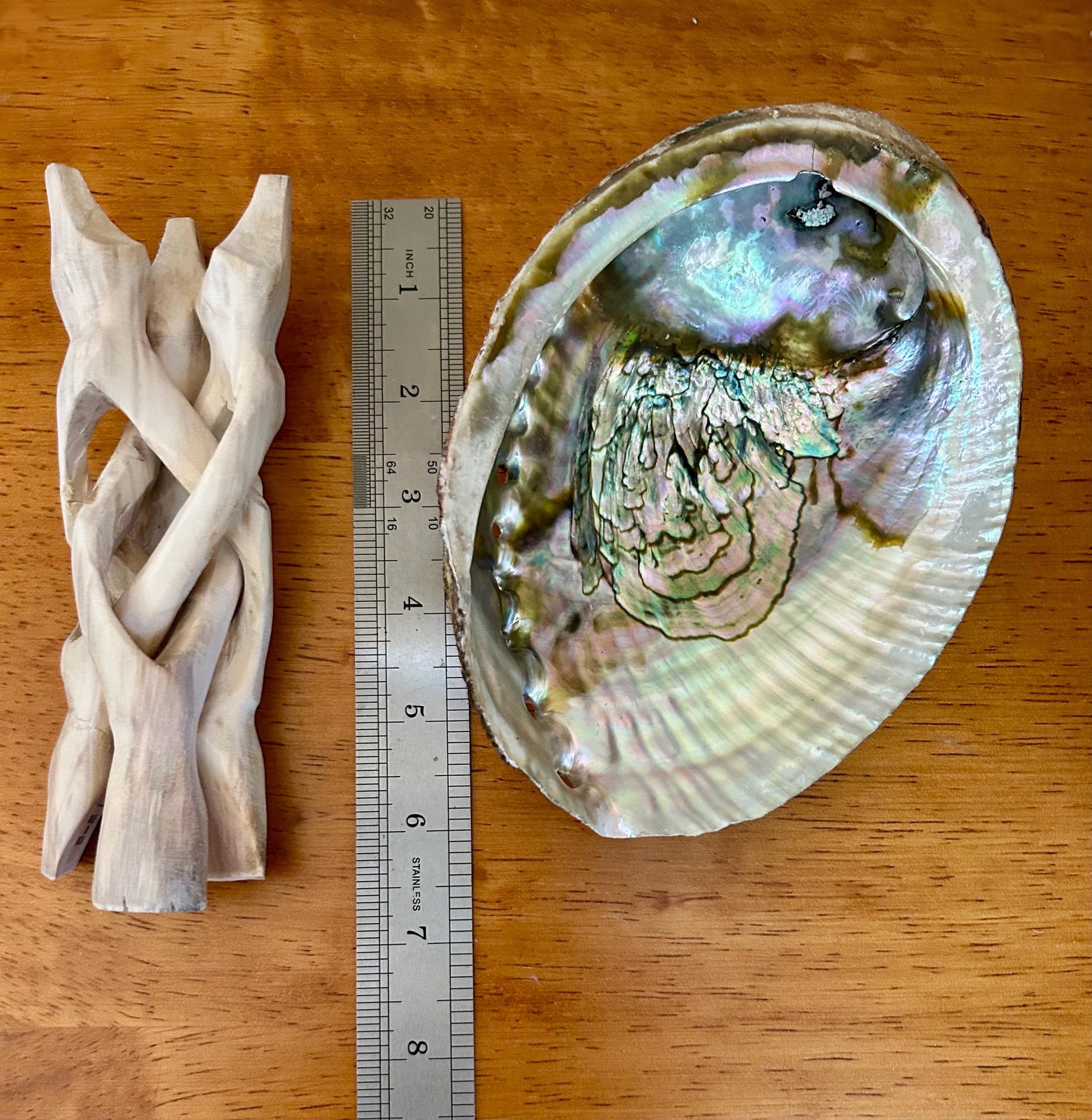 Large Abalone Smudge Shell With Wooden Tripod Stand. Sweetgrass, Cedar ...