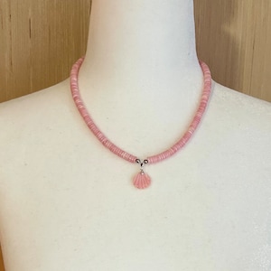 Pink Queen Conch Shell Necklace with Matching Shell Pendant.