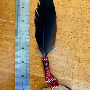 Custom beaded travel smudge feather or vehicle rearview mirror charm.