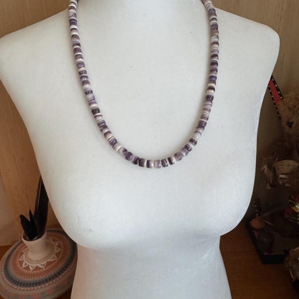 Custom crafted wampum shell necklace for Thunder Jack. 24”