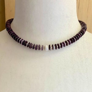 Wampum shell necklace, 18” long with 925 sterling silver.