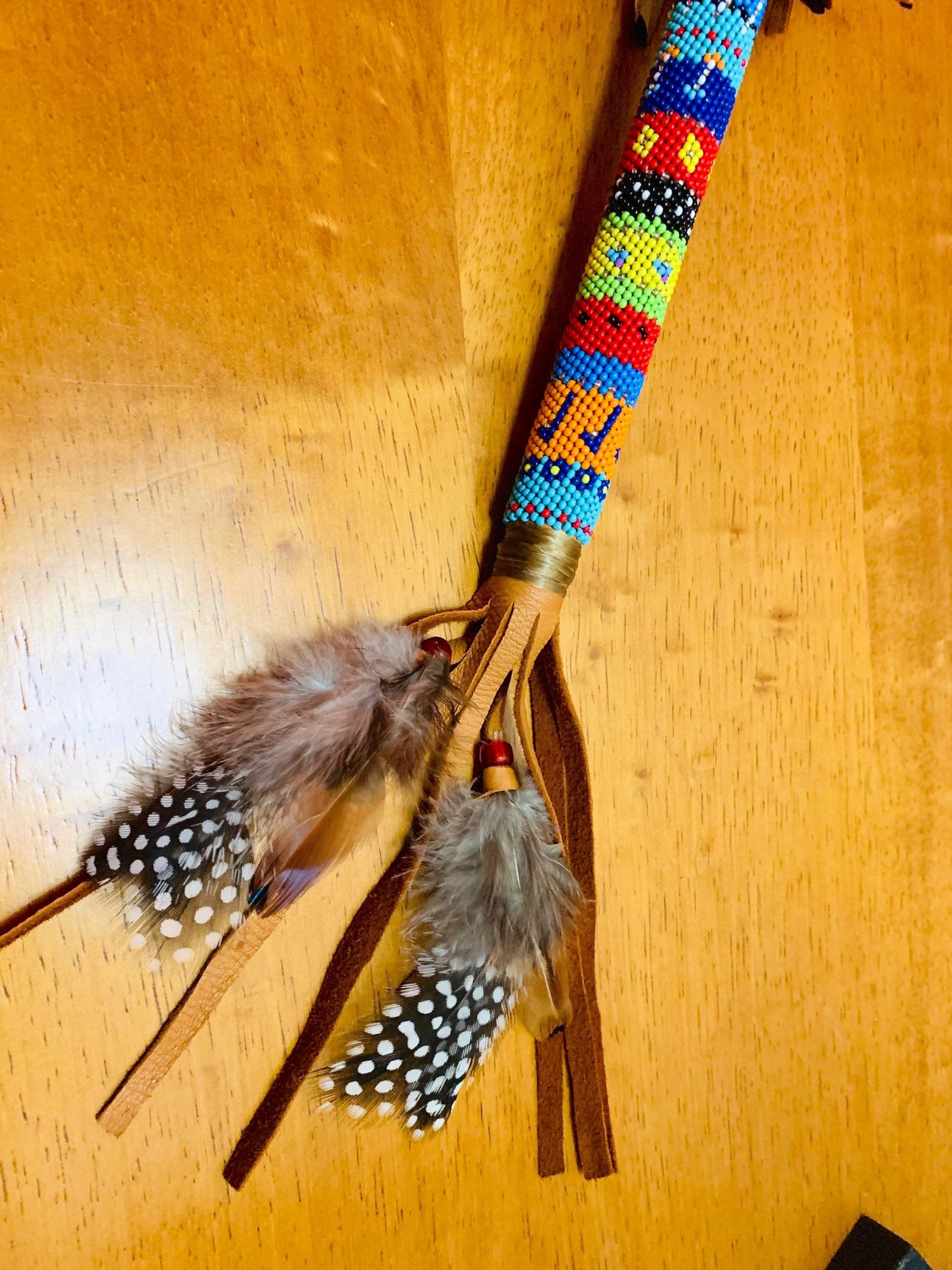 Peyote Beaded Gourd Rattle With Horse Hair. 24 Total Length. Etsy