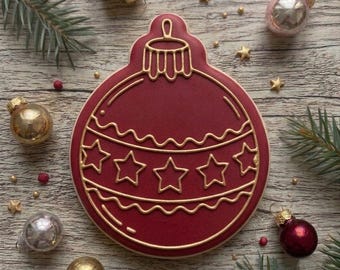 ORNAMENT, BALL CHRISTMAS (cookie cutter + embosser) merry christmas, three christmas