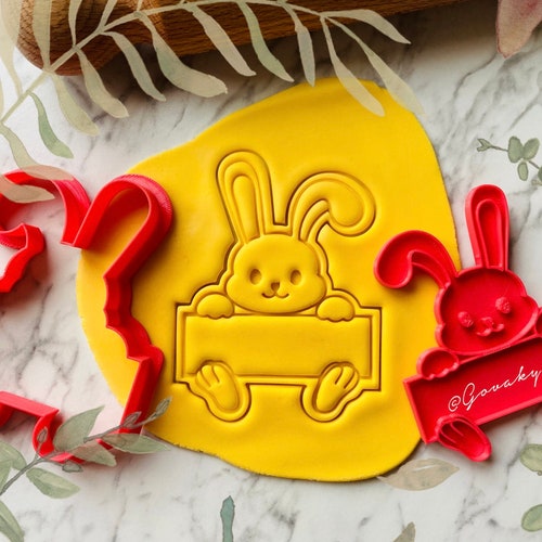 Girl Easter Bunny Cookie Cutter and Embosser Set Easter Etsy