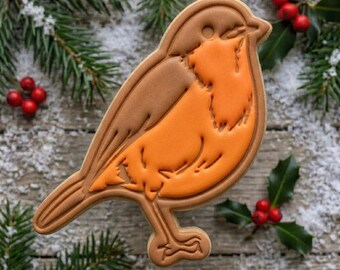 WINTER ROBIN bird (cookie cutter + stamp) #124