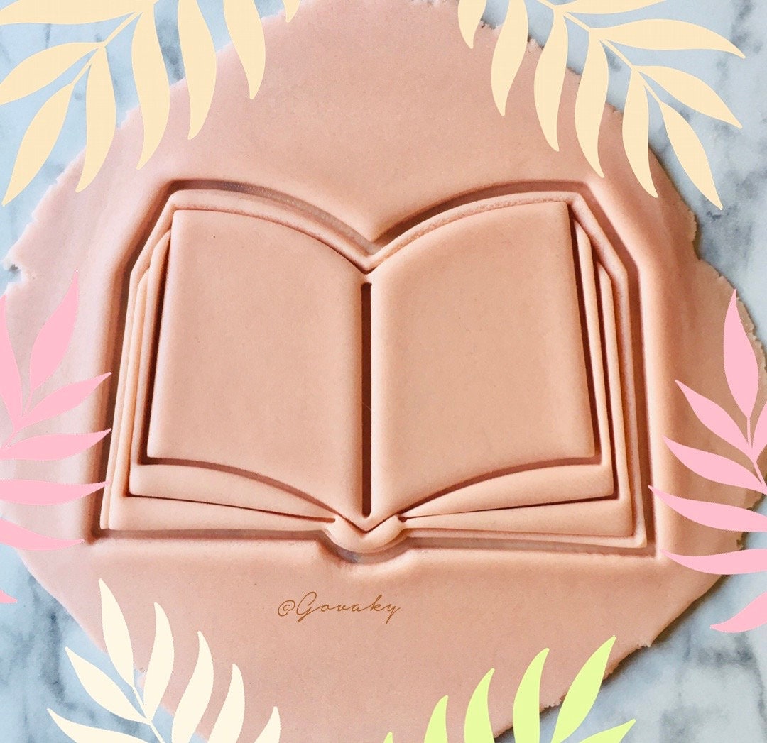 BOOK cookie cutter stamp Etsy