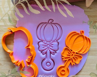 BABY PUMPKIN RATTLE (cookie cutter + stamp) #107