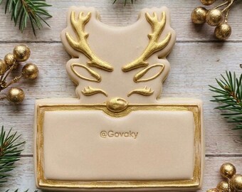 RUDOLPH BANNER (cookie cutter + stamp) merry christmas, deer