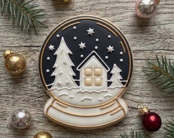 CHRISTMAS SNOW GLOBE (cookie cutter +embosser ) winter, merry christmas, snowing