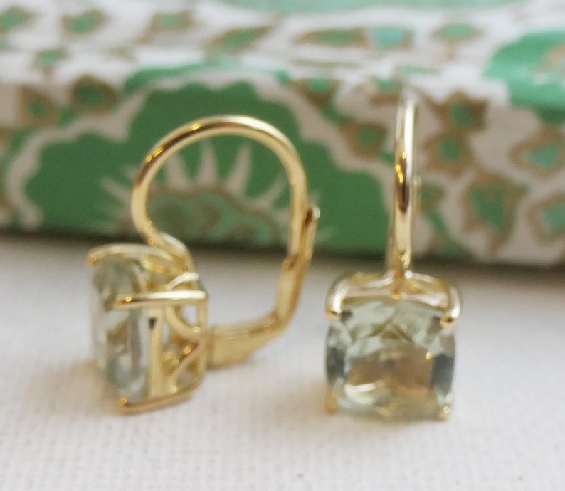 Grüne Amethyst Vermeil Ohrringe Grüner Amethyst Schmuck Gold Ohrringe Geschenke für Sie Brautschmuck Luxe Juwelen Bild 4