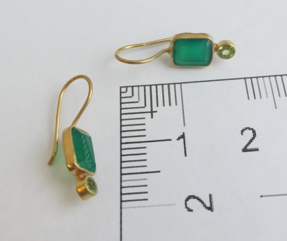 Orecchini in onice verde, argento sterling placcato oro 14