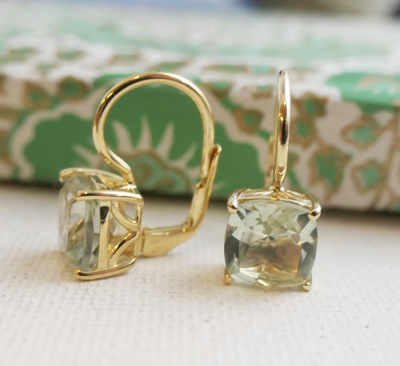 Grüne Amethyst Vermeil Ohrringe Grüner Amethyst Schmuck Gold Ohrringe Geschenke für Sie Brautschmuck Luxe Juwelen Bild 5