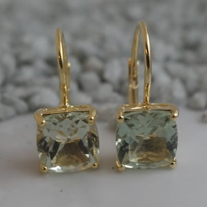 Grüne Amethyst Vermeil Ohrringe Grüner Amethyst Schmuck Gold Ohrringe Geschenke für Sie Brautschmuck Luxe Juwelen Bild 6