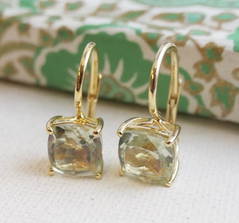 Grüne Amethyst Vermeil Ohrringe Grüner Amethyst Schmuck Gold Ohrringe Geschenke für Sie Brautschmuck Luxe Juwelen Bild 2