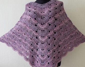 Poncho violet poncho light outdoor walk poncho hand crochet wool poncho virus ponchos soft wool