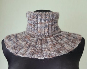 Gray neckwarmers melange wool turtleneck scarf soft comfortable cowl scarf knitted accessories