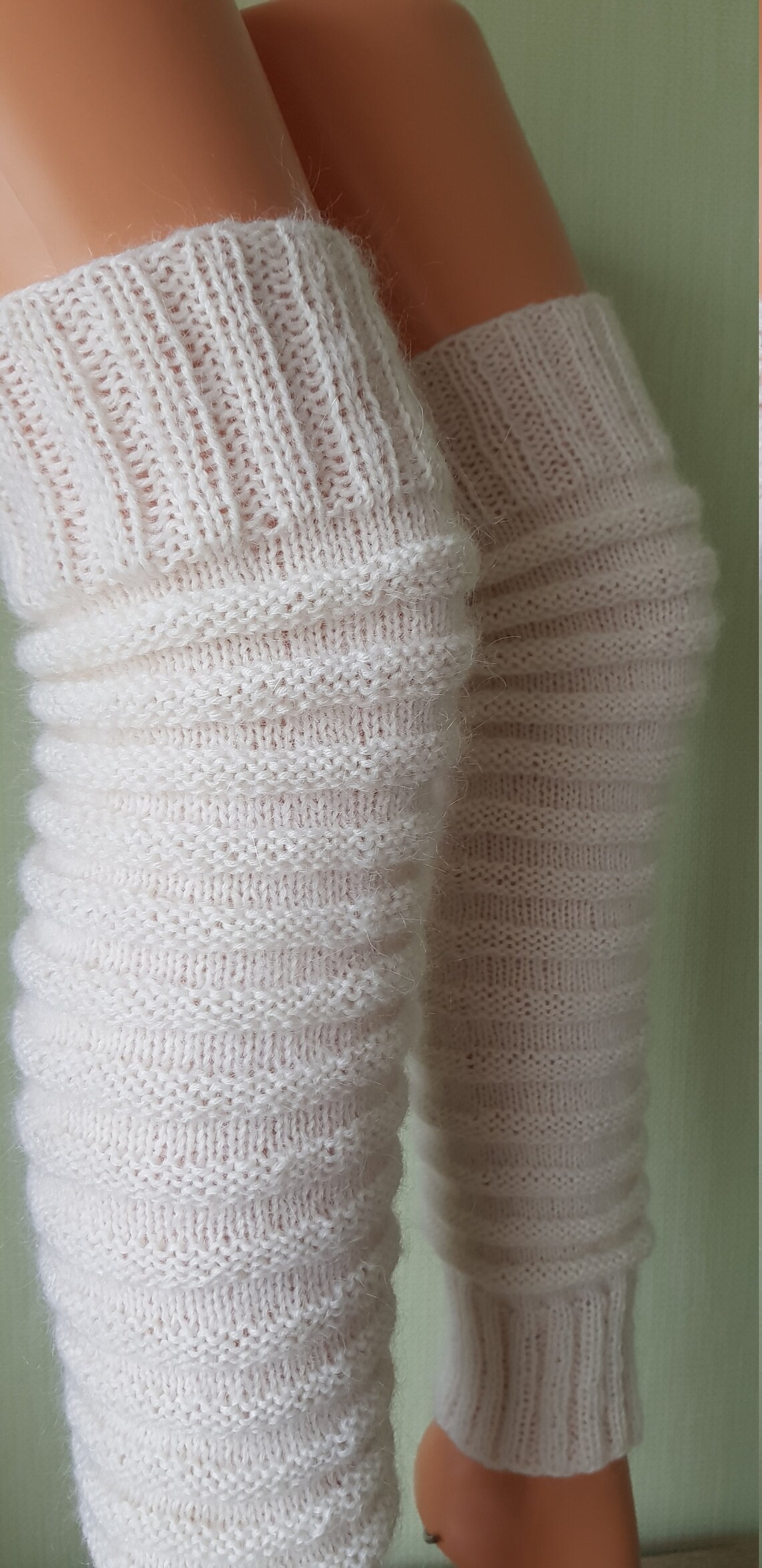 White Leg Warmers Slouchy Leg Warmers Long Knitted Leg Warmers Hand