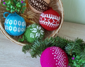 Christmas balls set of 5 christmas balls christmas ornaments balls christmas knitted balls christmas tree decor