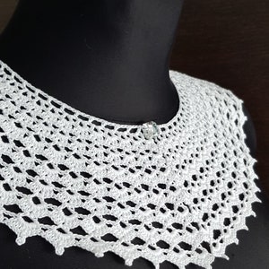 White collar handmade collar cotton crochet lace collar crocheted accessory removable collar buttoned collar