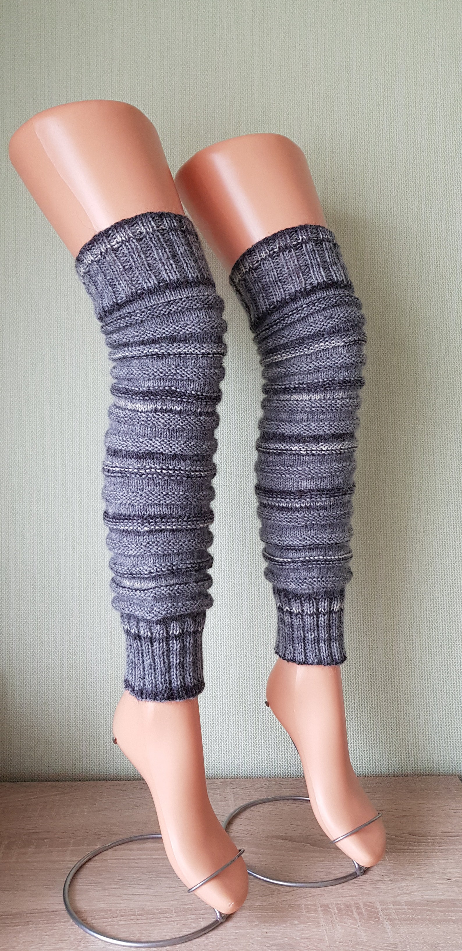 Gray leg warmers womens leg warmers knit gaiters knee high leg Etsy