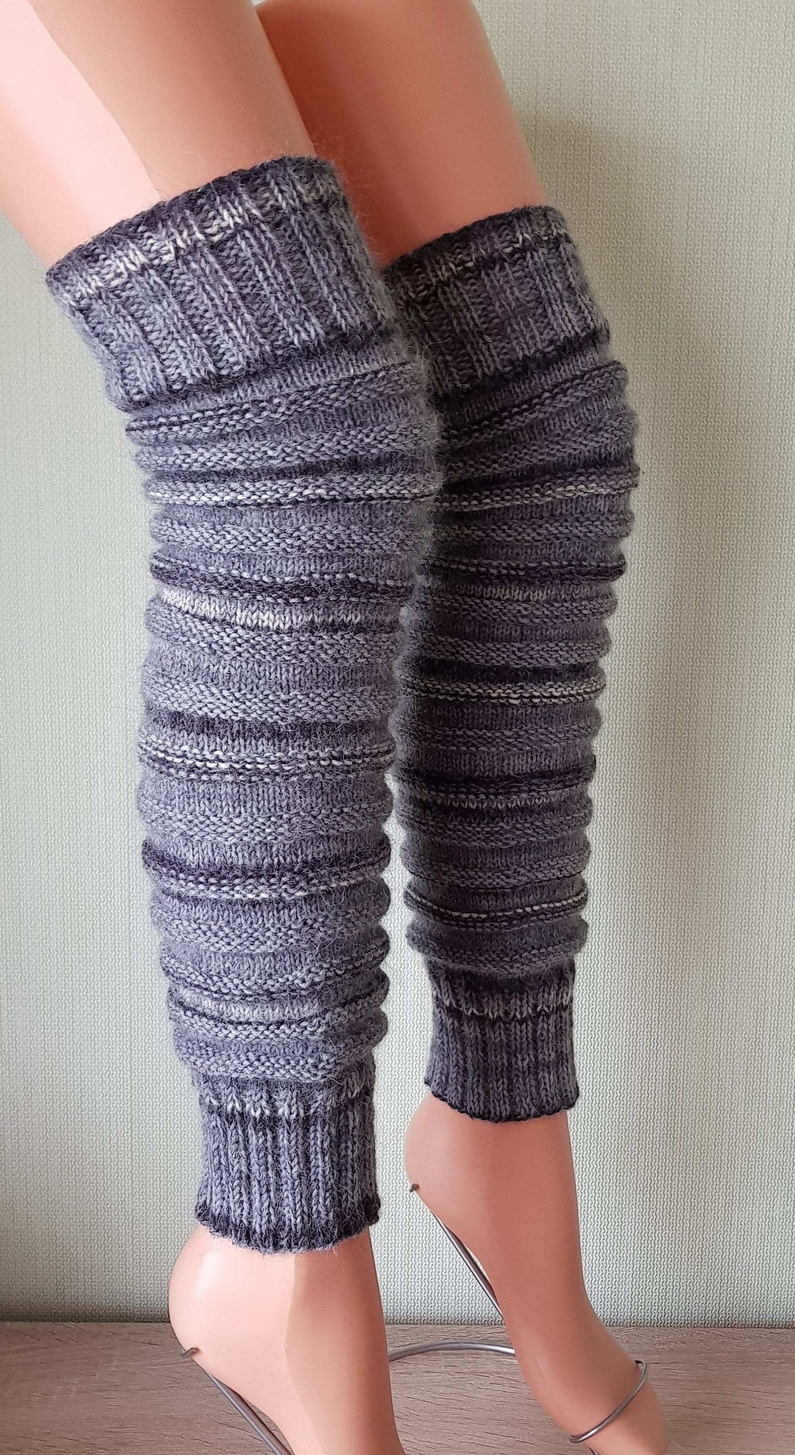 Gray leg warmers womens leg warmers knit gaiters knee high leg Etsy