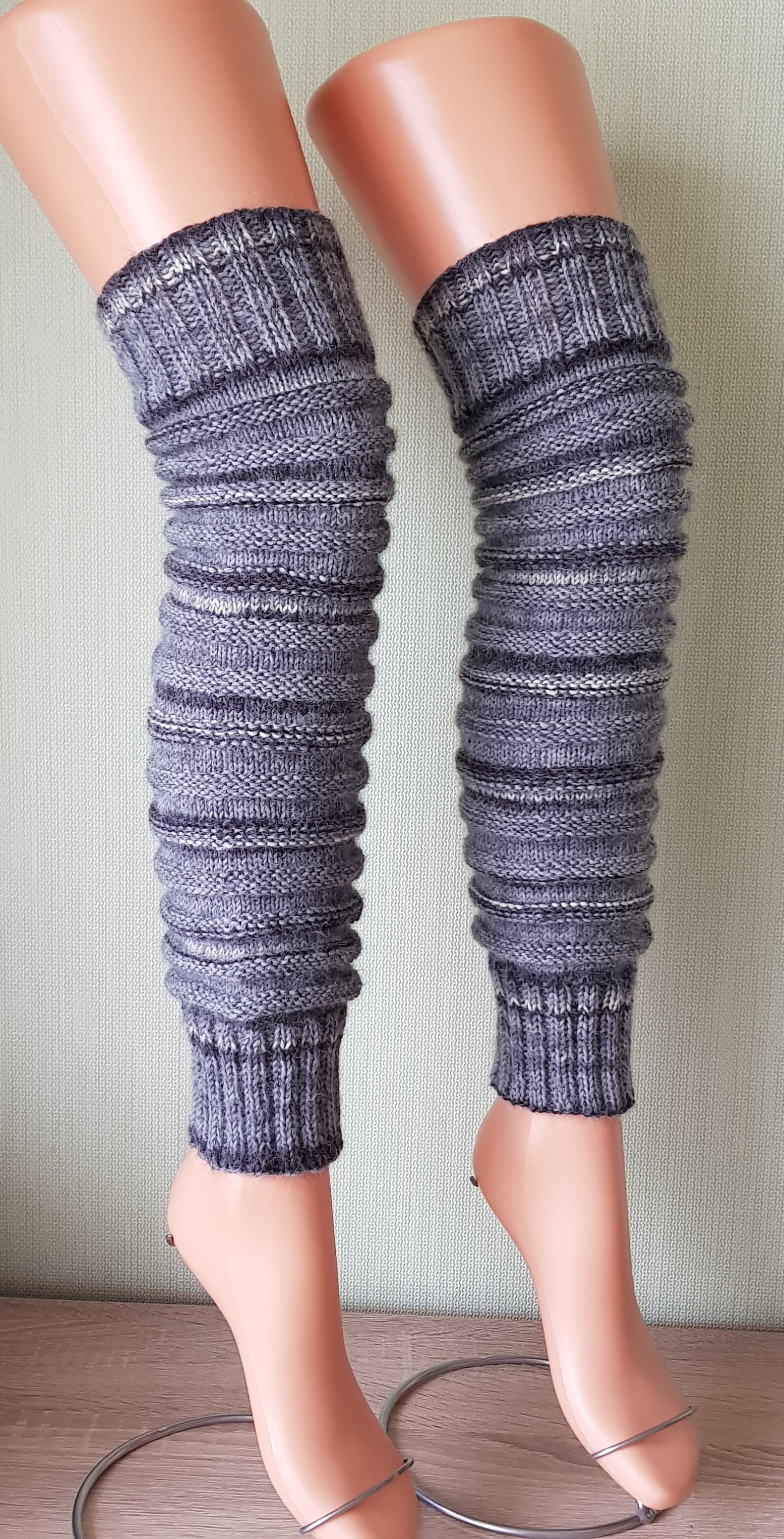 Gray leg warmers womens leg warmers knit gaiters knee high leg Etsy