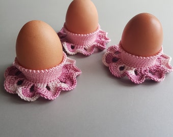 Set of 3 egg holders crochet egg holder Easter table serving Easter table decorations Easter decor eggs gift for kids eggs cozies egg cups