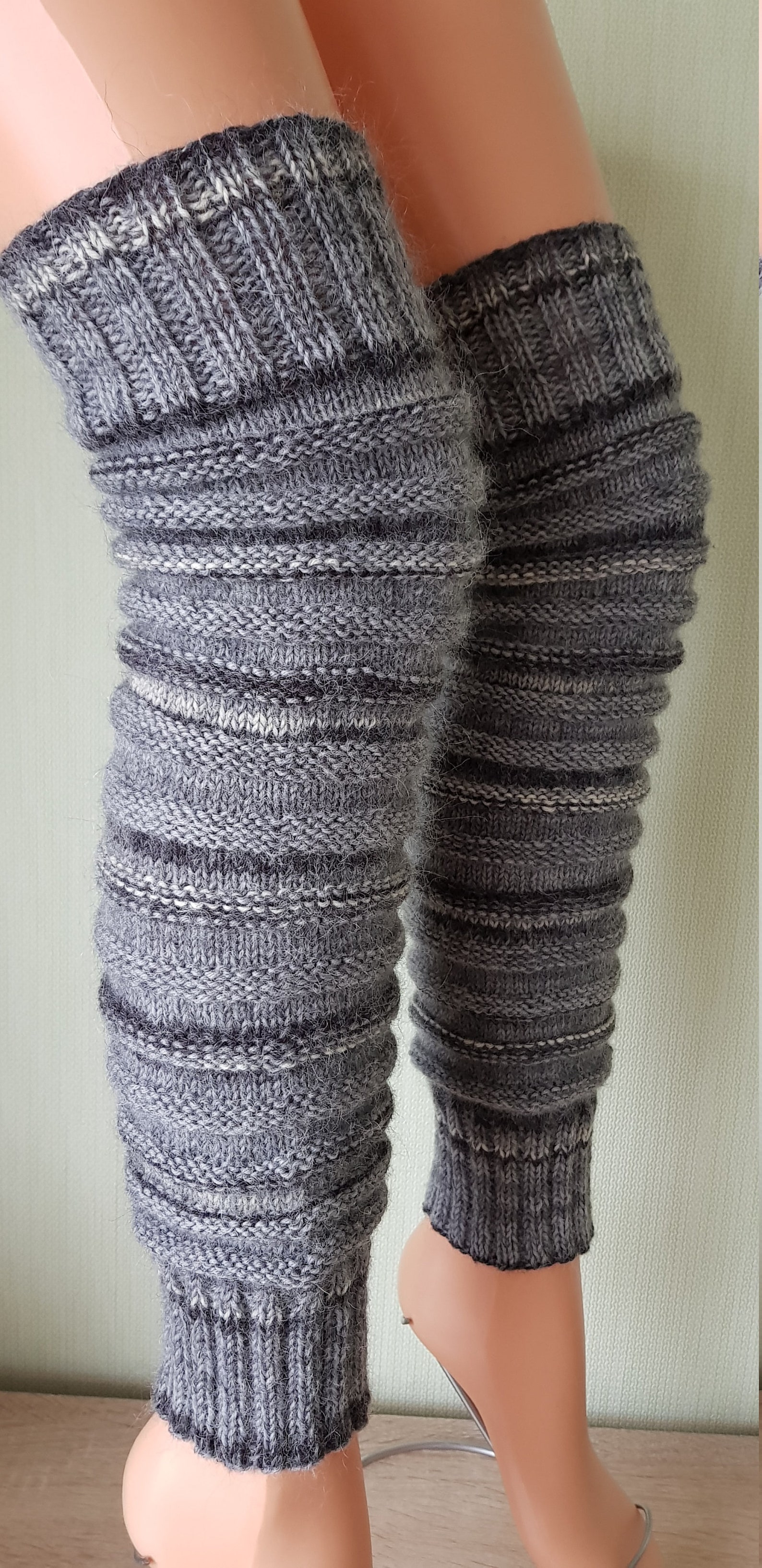 Gray leg warmers womens leg warmers knit gaiters knee high leg Etsy