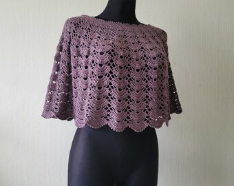 Violet cape short poncho crocheted capelet festive shoulder cape comfortable cape summer virus cape